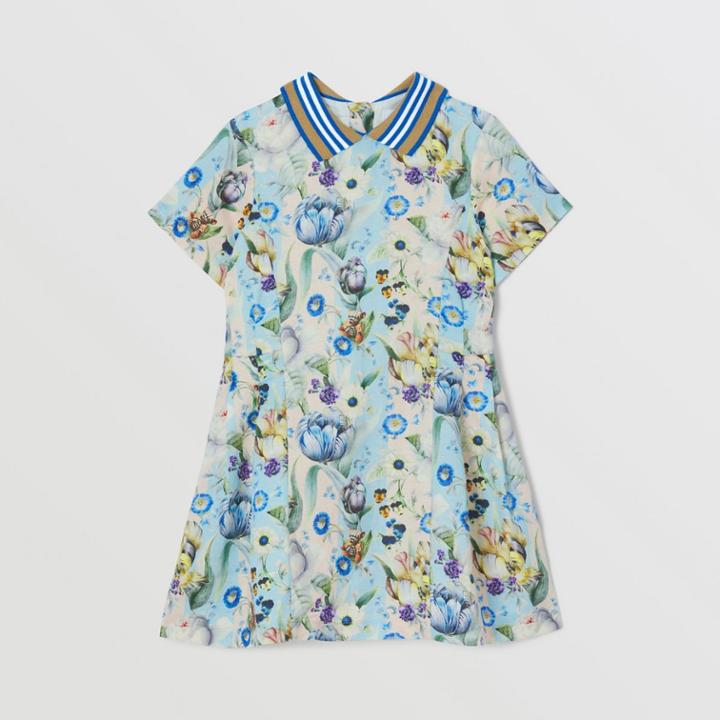 Burberry Burberry Childrens Short-sleeve Floral Print Linen Blend Dress, Size: 10y