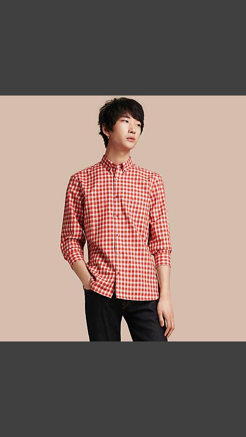 Burberry Gingham Check Cotton Twill Shirt