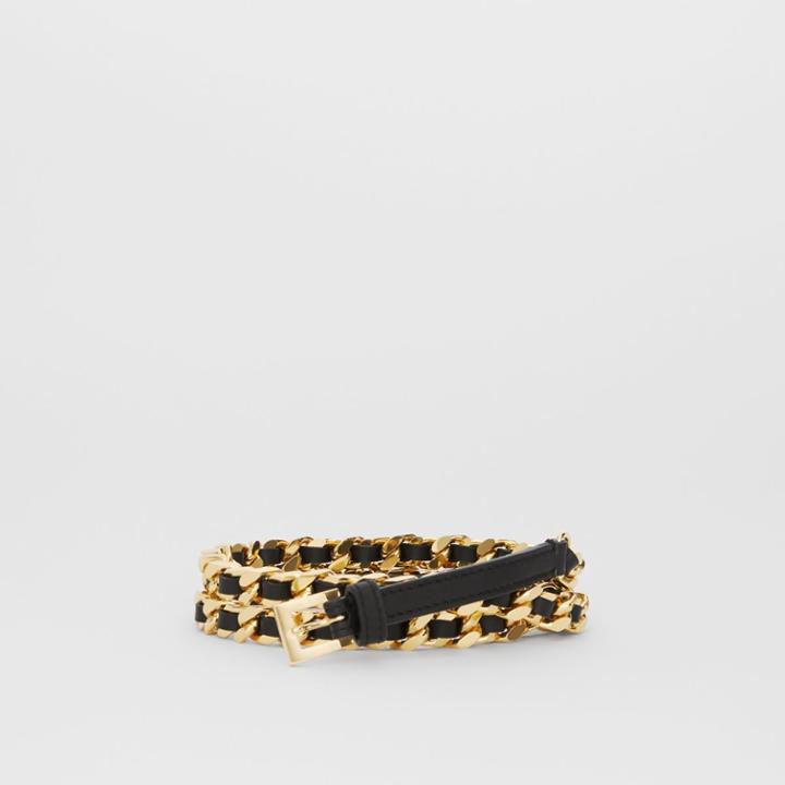 Burberry Burberry D-ring Detail Leather And Chain Belt, Size: 80, Black