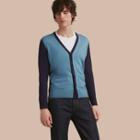 Burberry V-neck Two-tone Merino Wool Cardigan