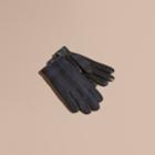 Burberry Burberry Check Wool And Leather Touch Screen Gloves, Size: 8.5, Blue