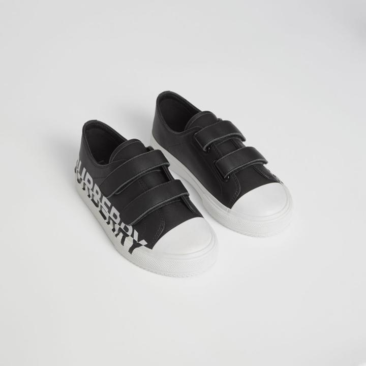 Burberry Burberry Childrens Logo Print Two-tone Leather Sneakers, Size: 27, Black