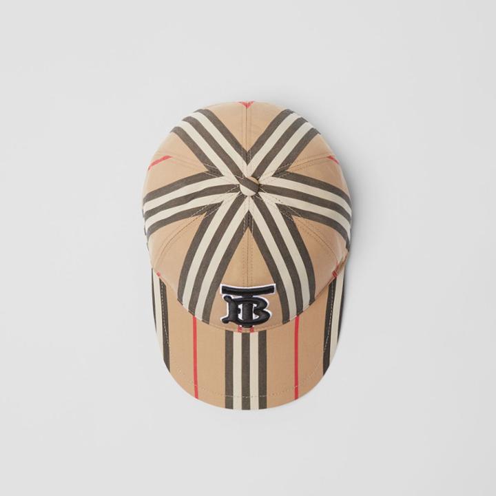 Burberry Burberry Icon Stripe Baseball Cap, Size: Xl, Beige