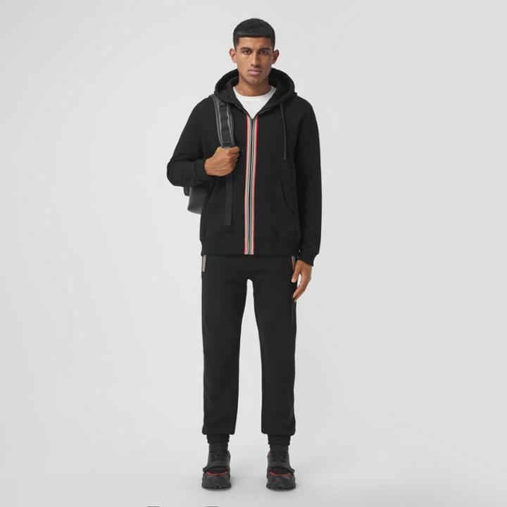 Burberry Burberry Icon Stripe Detail Cotton Jogging Pants, Size: M, Black