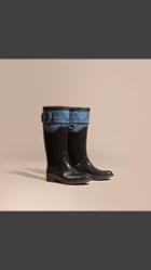 Burberry Python Print Detail Rain Boots