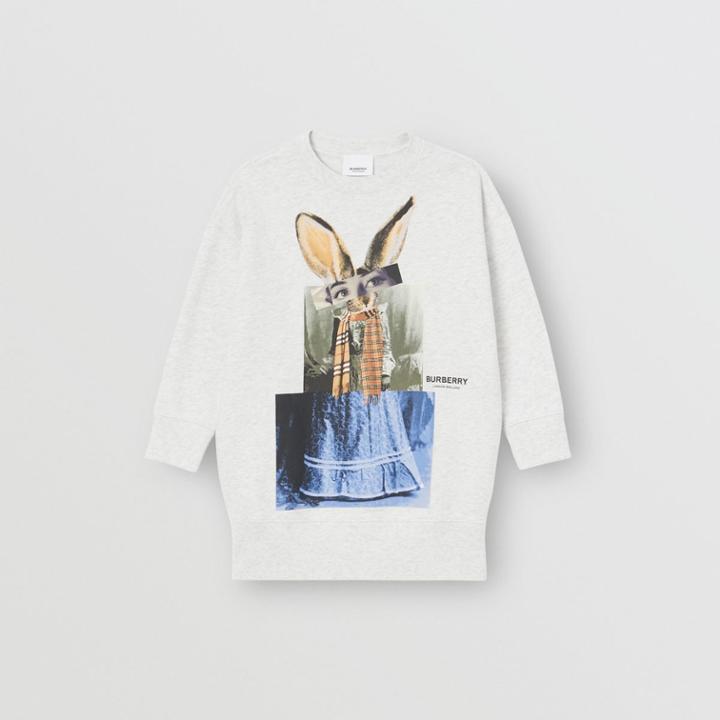 Burberry Burberry Childrens Collage Print Cotton Blend Sweater Dress, Size: 10y, White