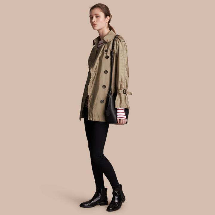 Burberry Burberry Packaway Ruffle Detail Showerproof Trench Coat, Size: 06, Beige