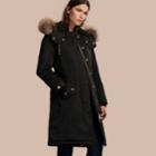 Burberry Burberry Down-filled Parka Coat With Detachable Fur Trim, Size: 08, Black
