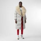 Burberry Burberry Detachable Shearling Collar Down-filled Puffer Coat, Grey