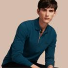 Burberry Burberry Check Placket Cotton Piqu Polo Shirt, Size: Xs, Blue