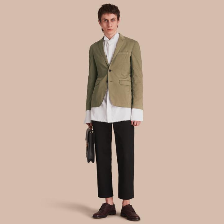 Burberry Burberry Slim Fit Stretch-cotton Blazer, Size: 44, Green