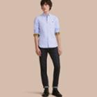 Burberry Burberry Button-down Collar Cotton Oxford Shirt With Check Detail, Size: M, Blue
