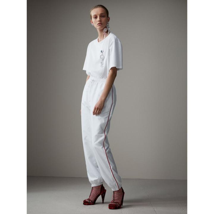 Burberry Burberry Contrast Piping Poplin Track Pants, Size: M, White