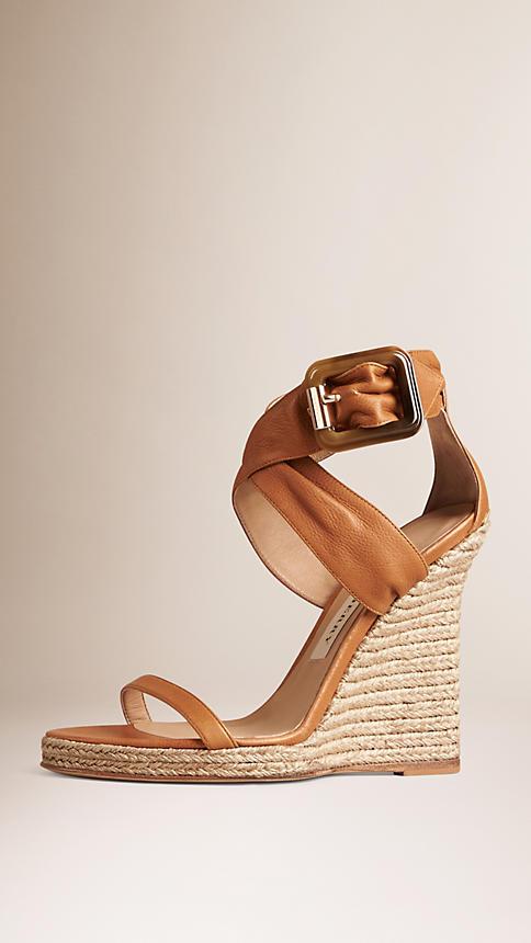 Burberry Buckle Detail Suede Wedges