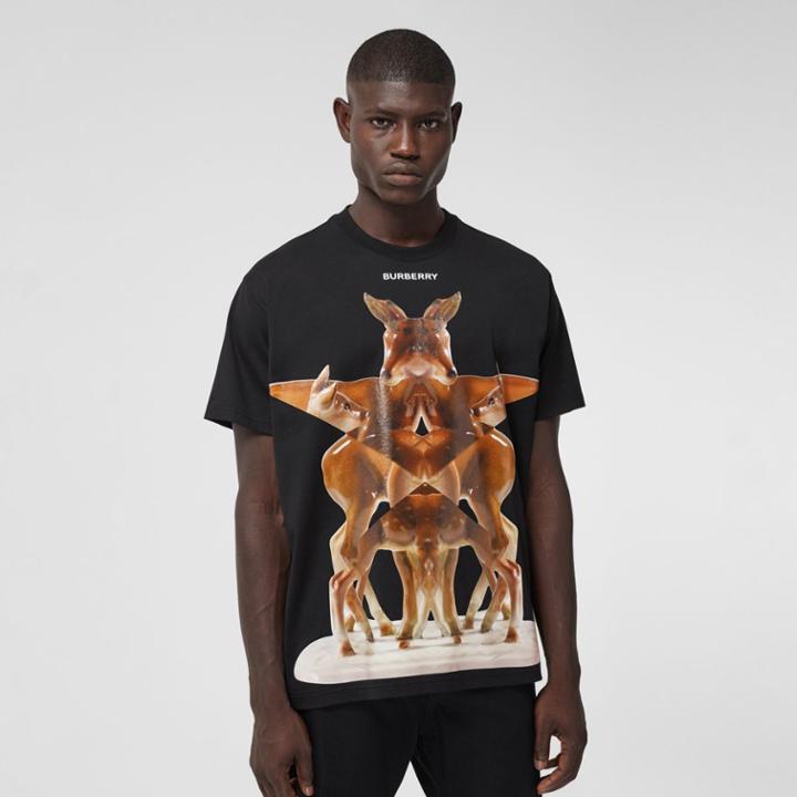 Burberry Burberry Kaleidoscope Print Cotton Oversized T-shirt, Black