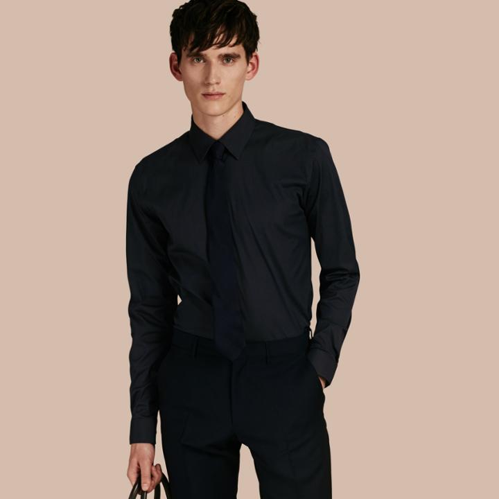 Burberry Burberry Slim Fit Stretch Cotton Shirt, Size: 15.5, Blue