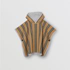 Burberry Burberry Childrens Reversible Icon Stripe Merino Wool Hooded Poncho, Beige