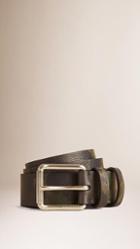 Burberry Camouflage Print Grainy Leather Belt