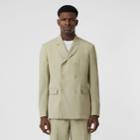 Burberry Burberry Slim Fit Press-stud Wool Tailored Jacket, Size: 38, Matcha