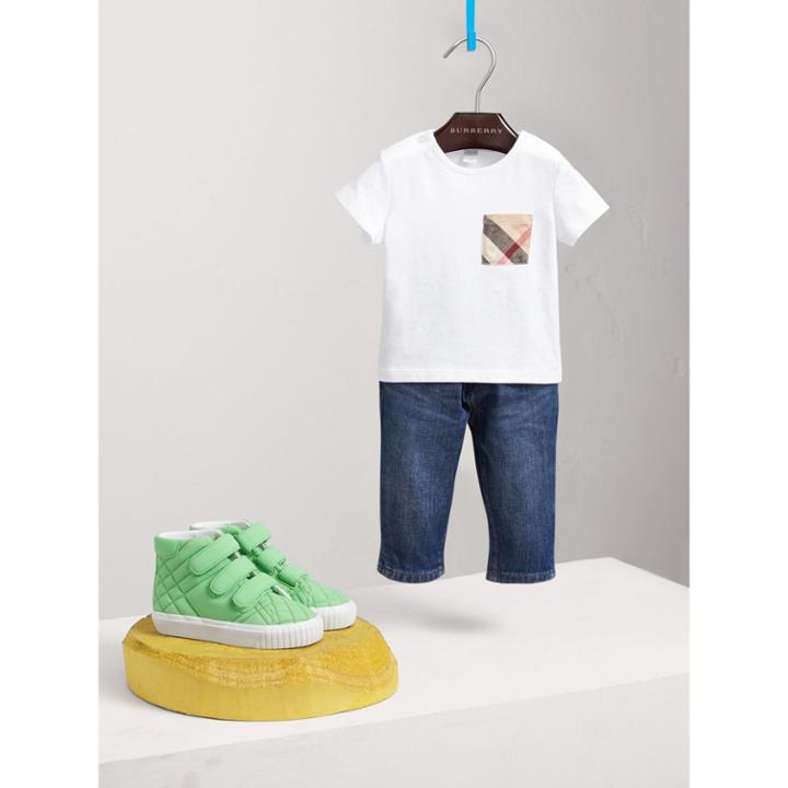 Burberry Burberry Check Pocket Cotton T-shirt, Size: 9m