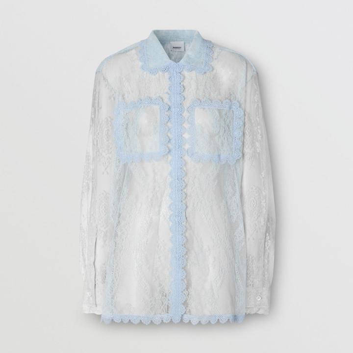 Burberry Burberry Two-tone Chantilly Lace Shirt, Size: 02, Grey