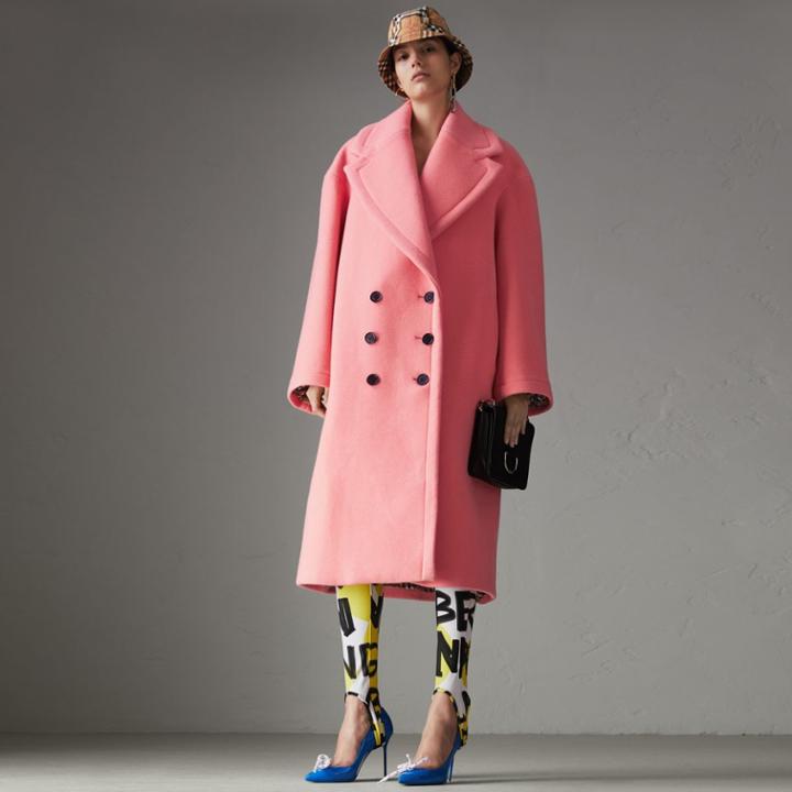 Burberry Burberry Double-faced Wool Cashmere Cocoon Coat, Size: 02, Yellow