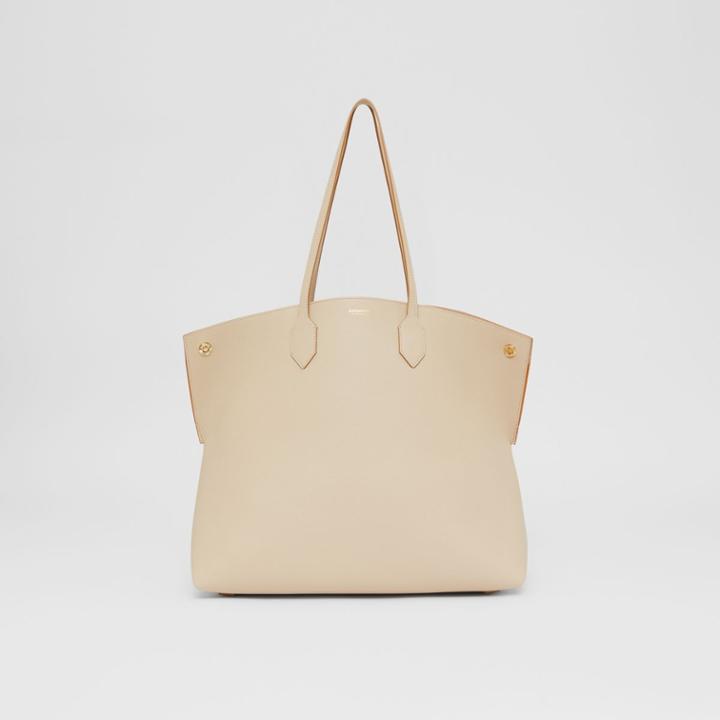 Burberry Burberry Large Leather Society Tote, Beige