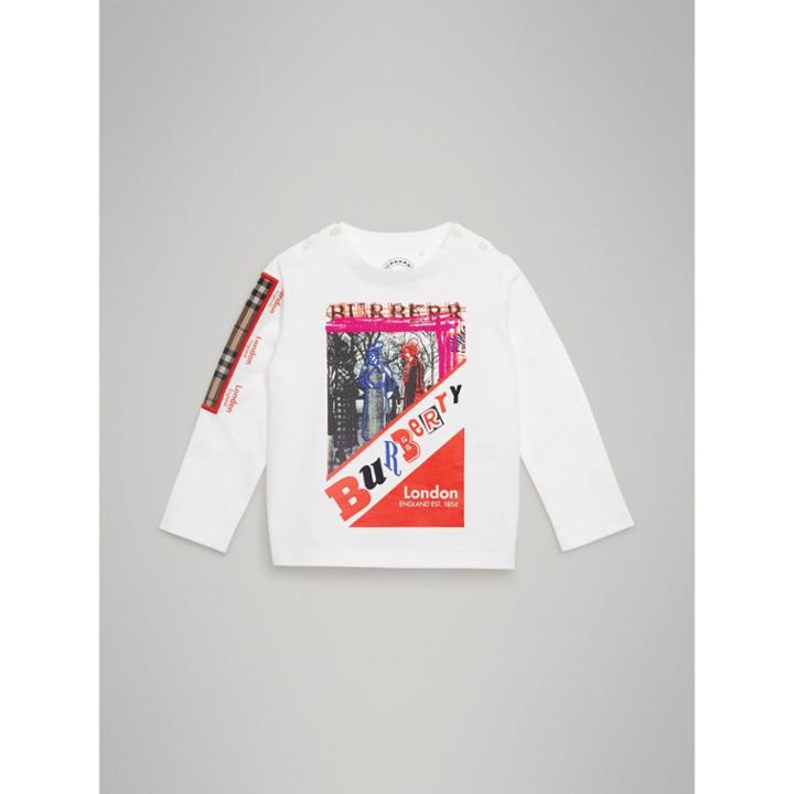 Burberry Burberry Archive Advert Print Cotton Top, Size: 2y, White