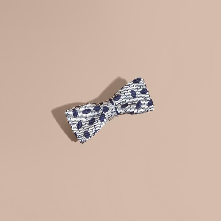 Burberry Burberry Umbrella Motif Metallic Silk Bow Tie, Size: Os, White