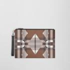 Burberry Burberry Large Geometric Check And Leather Zip Pouch