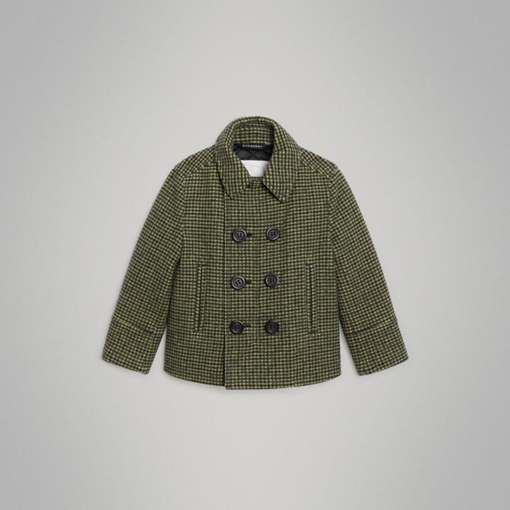 Burberry Burberry Childrens Check Wool Blend Tailored Coat, Size: 14y, Green