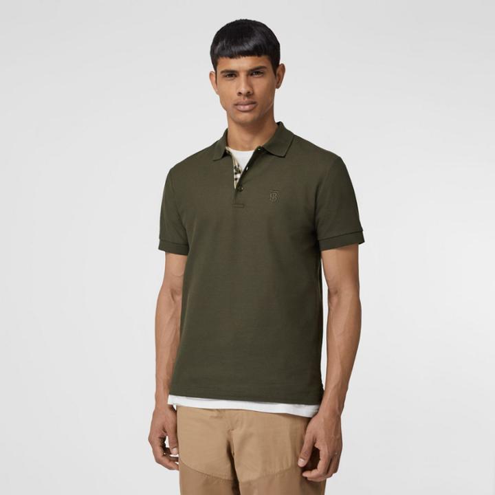 Burberry Burberry Monogram Motif Cotton Piqu Polo Shirt, Green