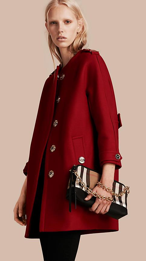 Burberry Technical Wool Cashmere Collarless Coat
