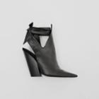 Burberry Burberry Tie Detail Leather Point-toe Mules, Size: 36, Black