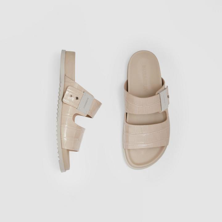 Burberry Burberry Logo Detail Leather Sandals, Size: 36