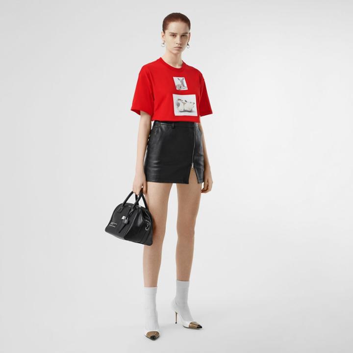 Burberry Burberry Deer Print Cotton T-shirt, Red