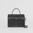 Burberry Burberry Small Leather Title Bag With Pocket Detail, Black