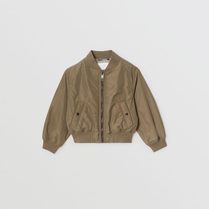 Burberry Burberry Childrens Logo Print Shape-memory Taffeta Bomber Jacket, Size: 14y, Green