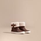 Burberry Burberry Shearling-lined Leather Ankle Boots, Size: 38, Brown