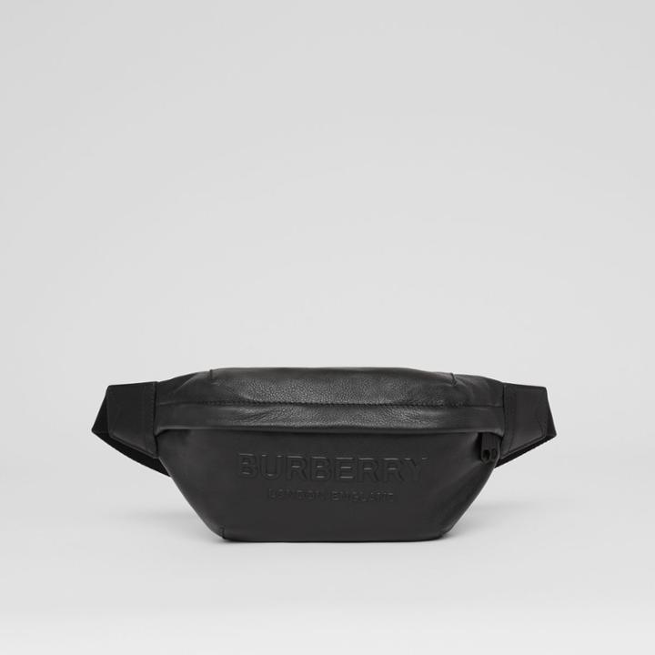 Burberry Burberry Logo Embossed Leather Sonny Bum Bag, Black
