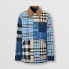Burberry Burberry Corduroy Collar Patchwork Check Cotton Overshirt, Size: M