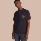 Burberry Burberry Beasts Motif Cotton Piqu Polo Shirt, Size: Xl, Blue