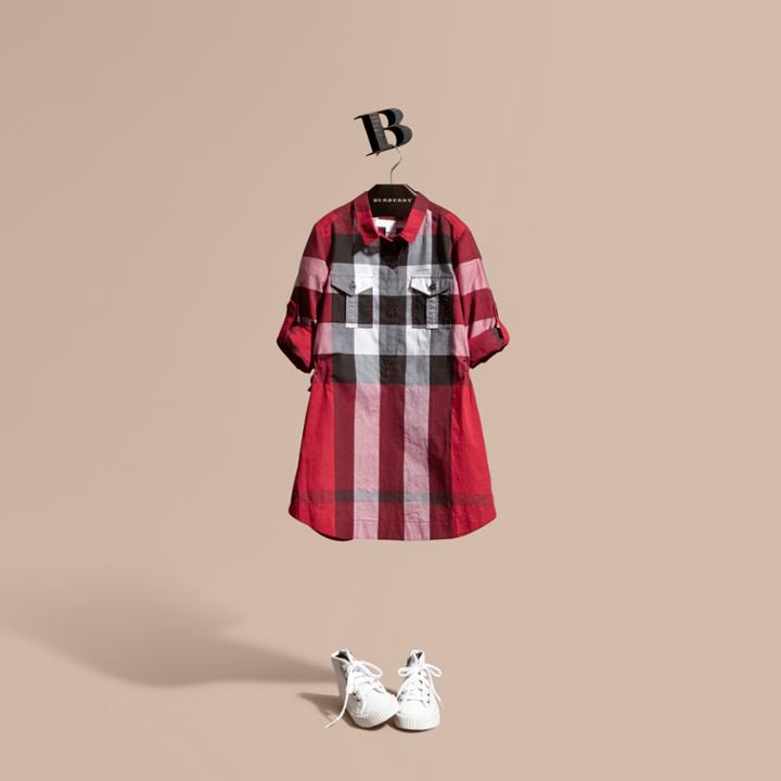 Burberry Burberry Check Cotton Shirt Dress, Size: 8y, Red