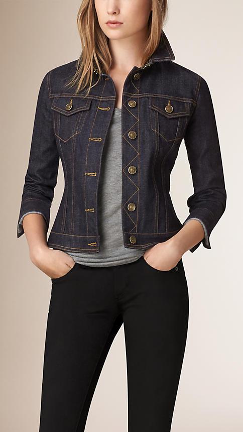 Burberry Japanese Selvedge Peplum Waist Denim Jacket