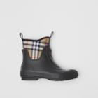 Burberry Burberry Vintage Check Neoprene And Rubber Rain Boots, Size: 35, Black