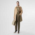Burberry Burberry Monogram Leather Detail Cotton Gabardine Car Coat, Size: 04, Yellow