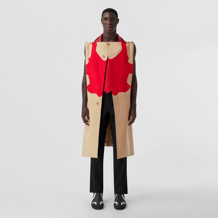 Burberry Burberry Reconstructed Print Cotton Boat-neck Car Coat, Size: 48
