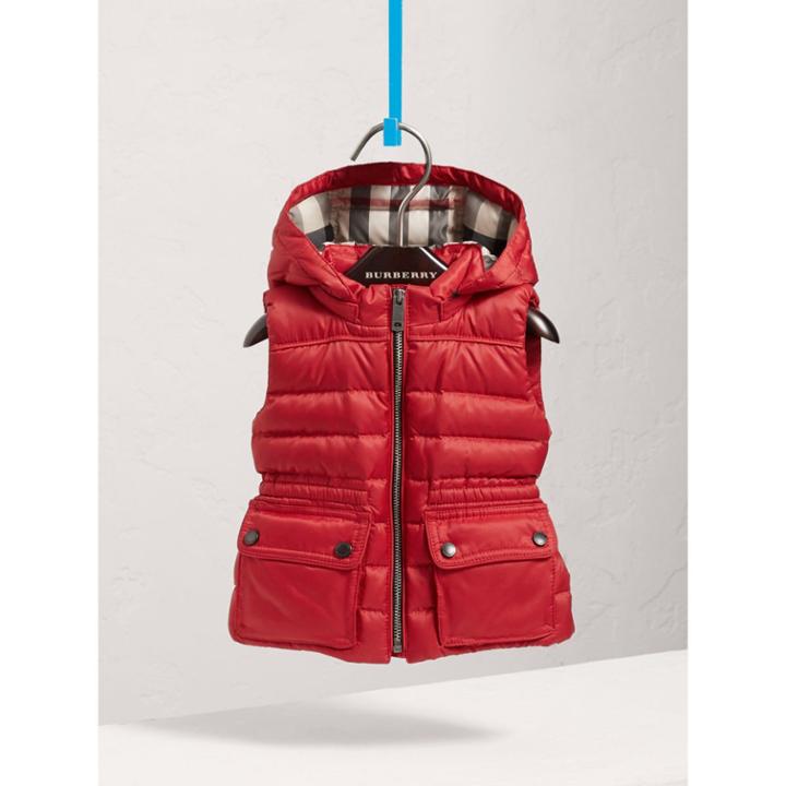 Burberry Burberry Detachable Hood Down-filled Gilet, Size: 3y, Red