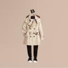 Burberry Burberry Hooded Cotton Twill Trench Coat, Size: 4y, Beige