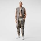 Burberry Burberry Slim Fit Check Technical Cotton Tailored Trousers, Size: 50